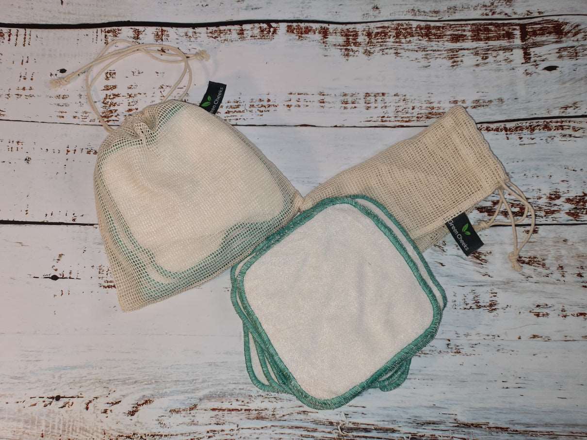 Reusable Cloth Washable Baby Wipes in Super Soft Bamboo Terry - Pack of 10 in Washbag - Green Cheeks - Eco Alternative
