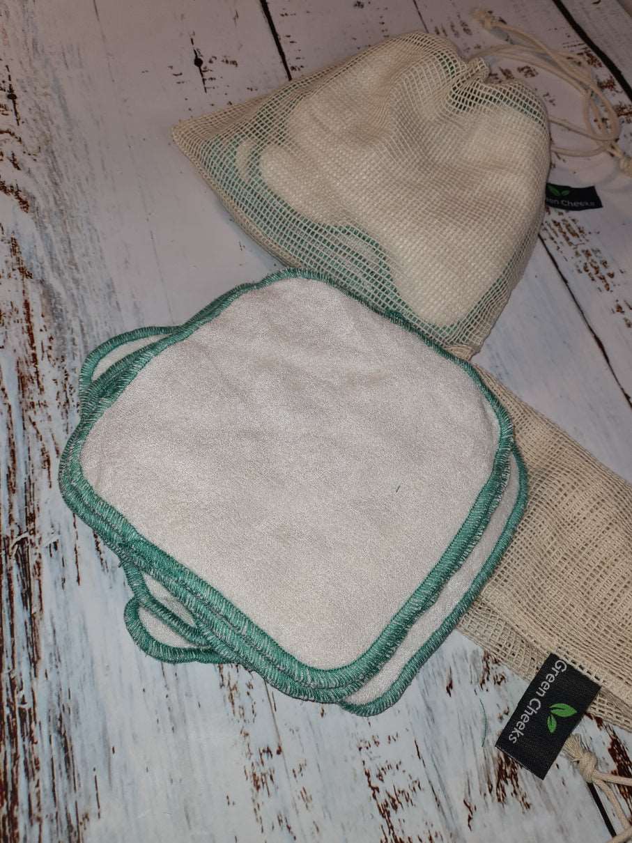 Reusable Cloth Washable Baby Wipes in Super Soft Bamboo Terry - Pack of 10 in Washbag - Green Cheeks - Eco Alternative