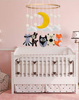 Soft Felt Baby Cot Mobile | Hanging Nursery Decoration for Crib - Woodland - Green Cheeks - Mobile