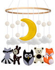 Soft Felt Baby Cot Mobile | Hanging Nursery Decoration for Crib - Woodland - Green Cheeks - Mobile