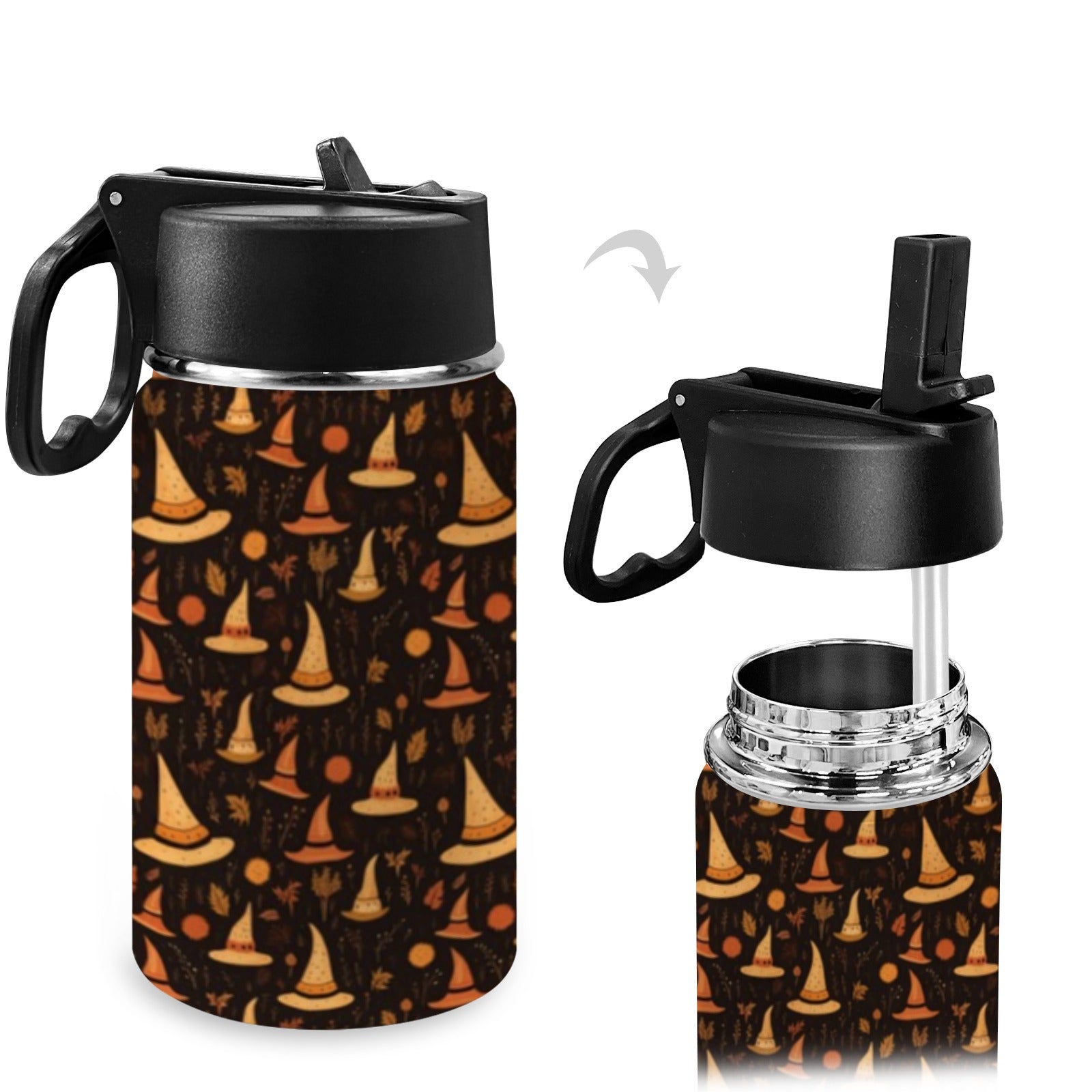 Stainless Steel Insulated Kids’ Water Bottle with Handle and Straw - Green Cheeks - Water Bottle