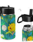 Stainless Steel Insulated Kids’ Water Bottle with Handle and Straw - Green Cheeks - Water Bottle