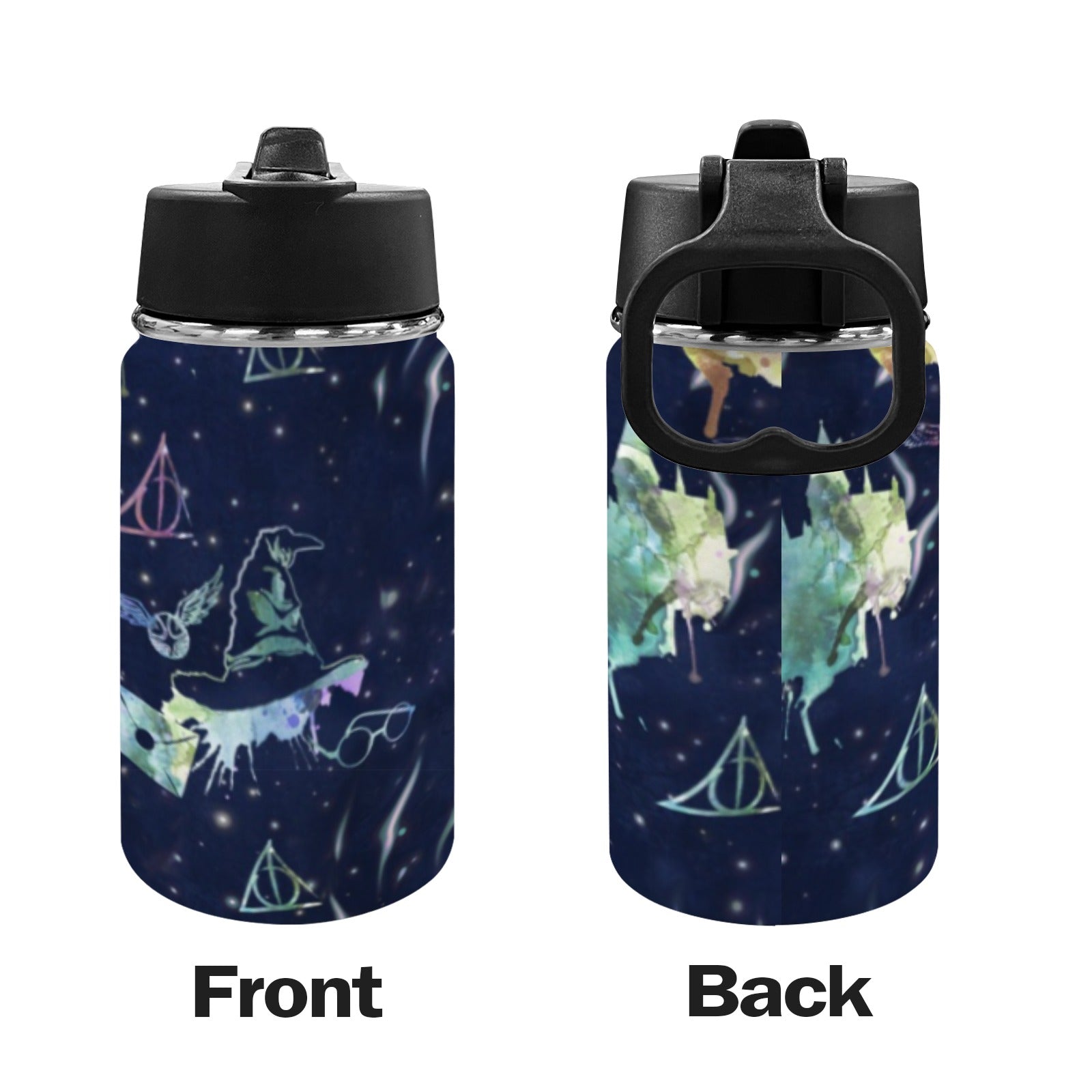 Stainless Steel Insulated Kids’ Water Bottle with Handle and Straw - Green Cheeks - Water Bottle