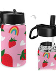 Stainless Steel Insulated Kids’ Water Bottle with Handle and Straw - Green Cheeks - Water Bottle