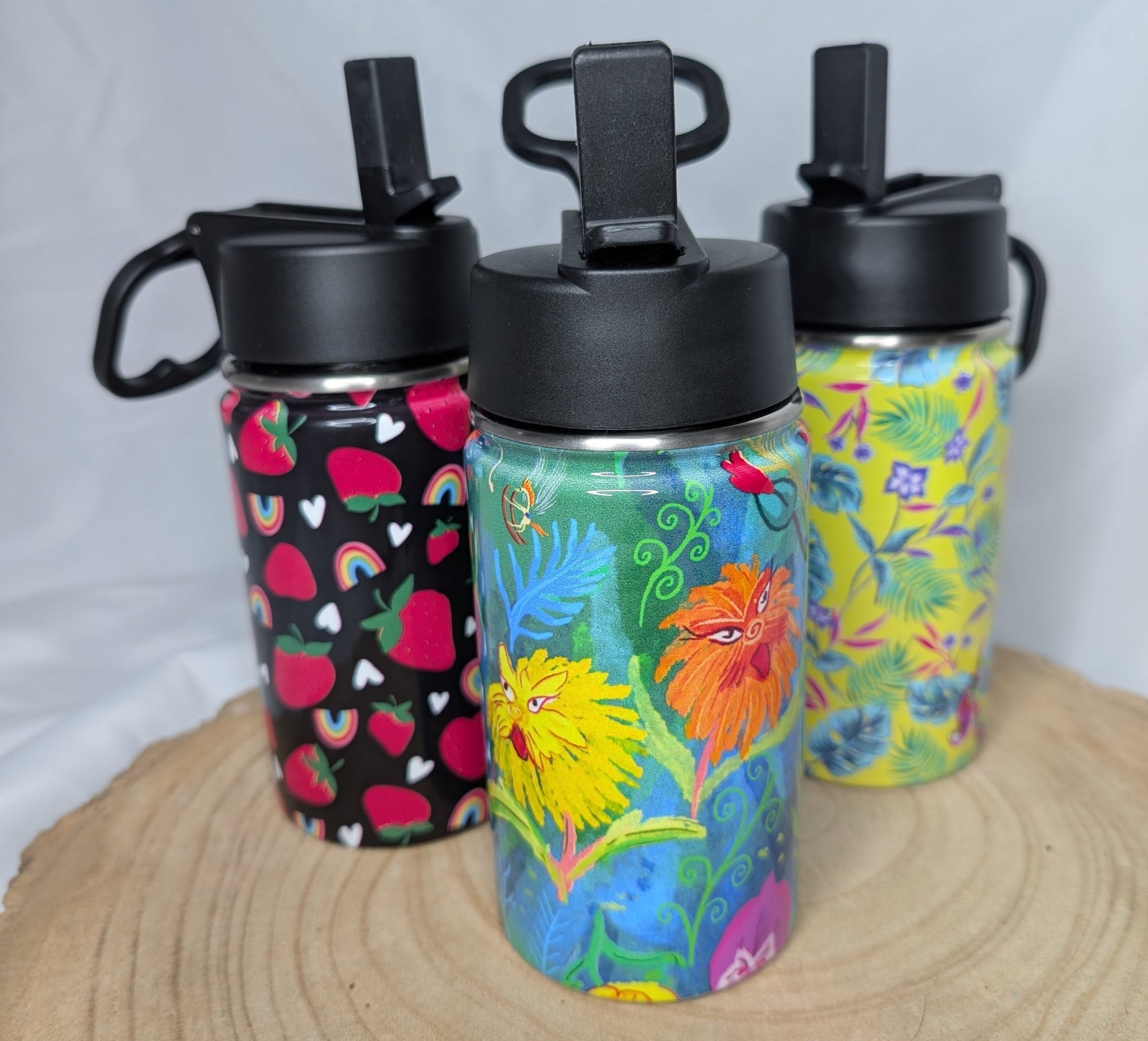 Stainless Steel Insulated Kids’ Water Bottle with Handle and Straw - Green Cheeks - Water Bottle