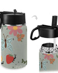 Stainless Steel Insulated Kids’ Water Bottle with Handle and Straw - Green Cheeks - Water Bottle