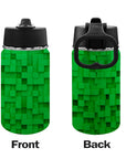 Stainless Steel Insulated Kids’ Water Bottle with Handle and Straw - Green Cheeks - Water Bottle