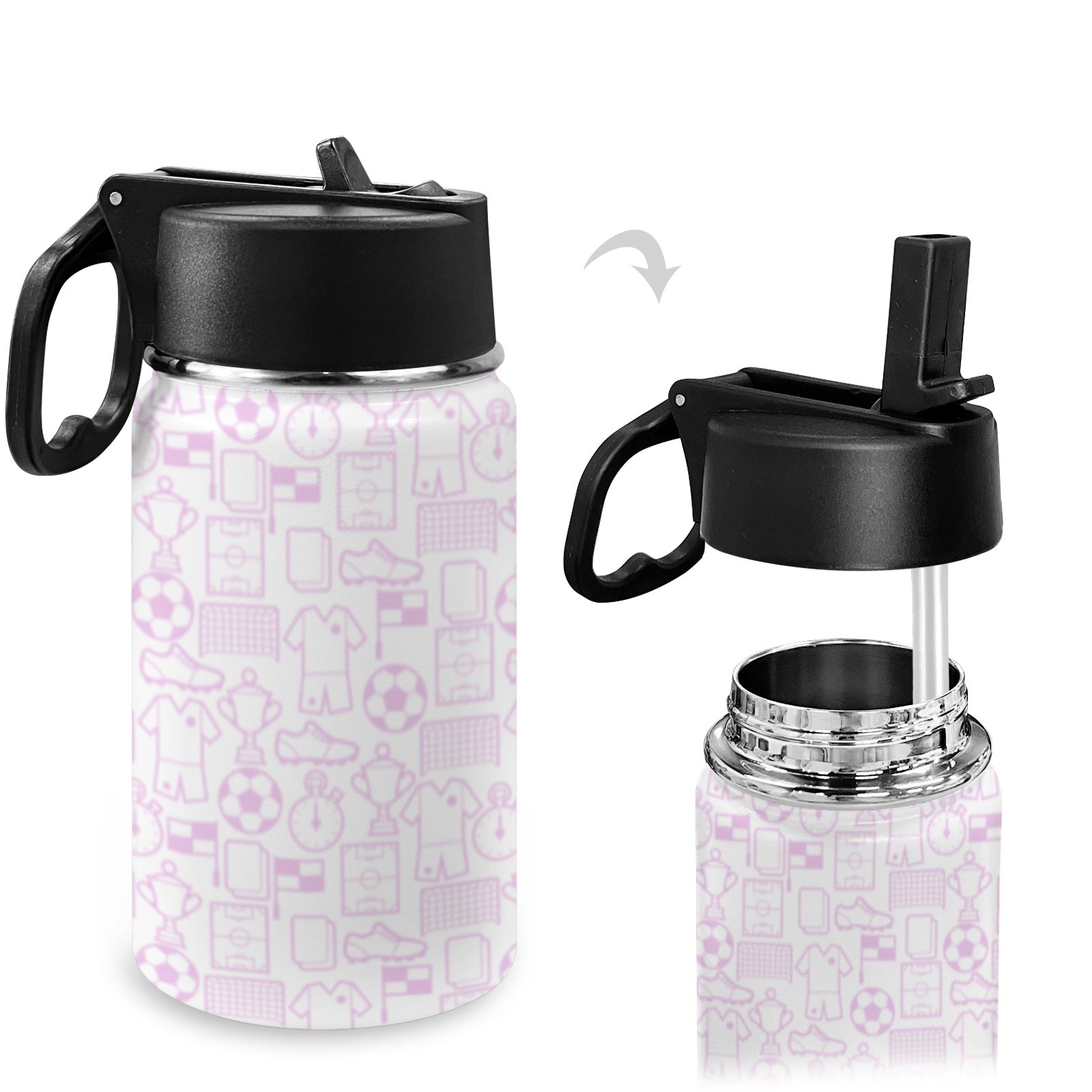 Stainless Steel Insulated Kids’ Water Bottle with Handle and Straw - Green Cheeks - Water Bottle