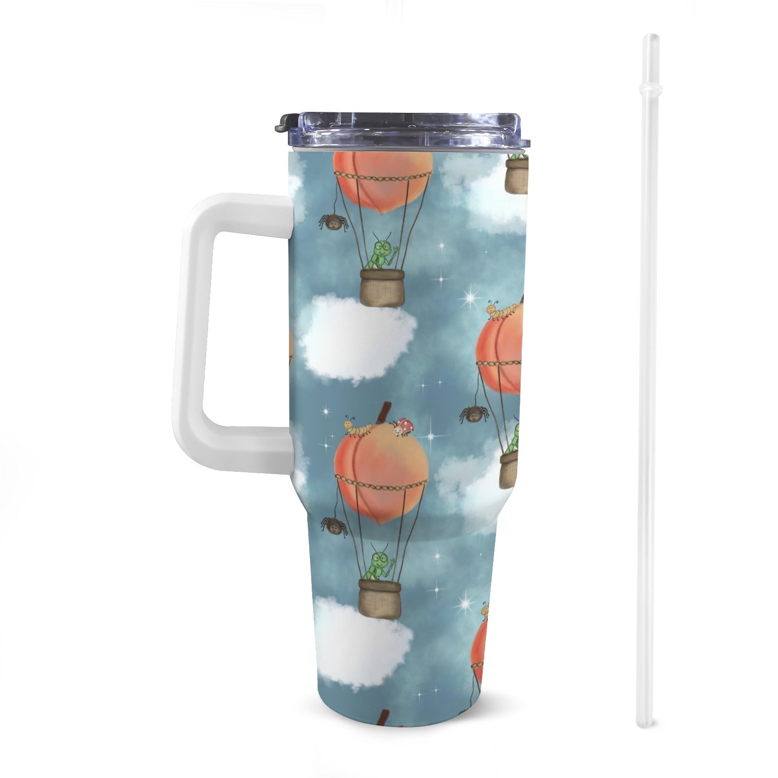 Stainless Steel Water Bottle with Handle, 1200ml - Green Cheeks - Travel Mug