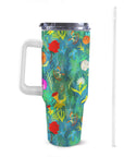 Stainless Steel Water Bottle with Handle, 1200ml - Green Cheeks - Travel Mug