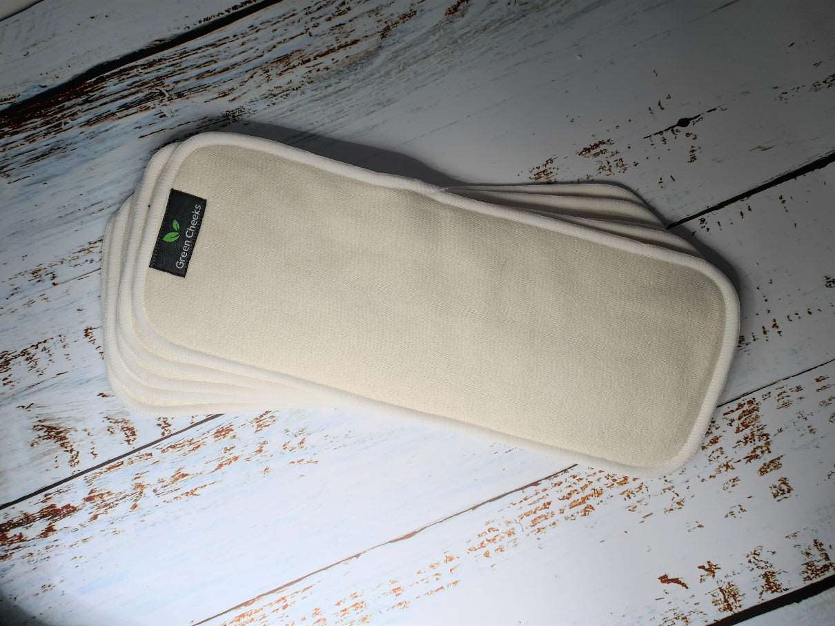Super Absorbent Triple Layer Hemp Inserts - One piece Cloth Nappy Booster - Green Cheeks - cloth nappy