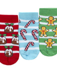 Unisex Babies Novelty Christmas Design Socks - 3 Pairs, Choose Stripes or Pattern - Green Cheeks - Socks Baby