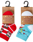 Unisex Babies Novelty Christmas Design Socks - 3 Pairs, Choose Stripes or Pattern - Green Cheeks - Socks Baby