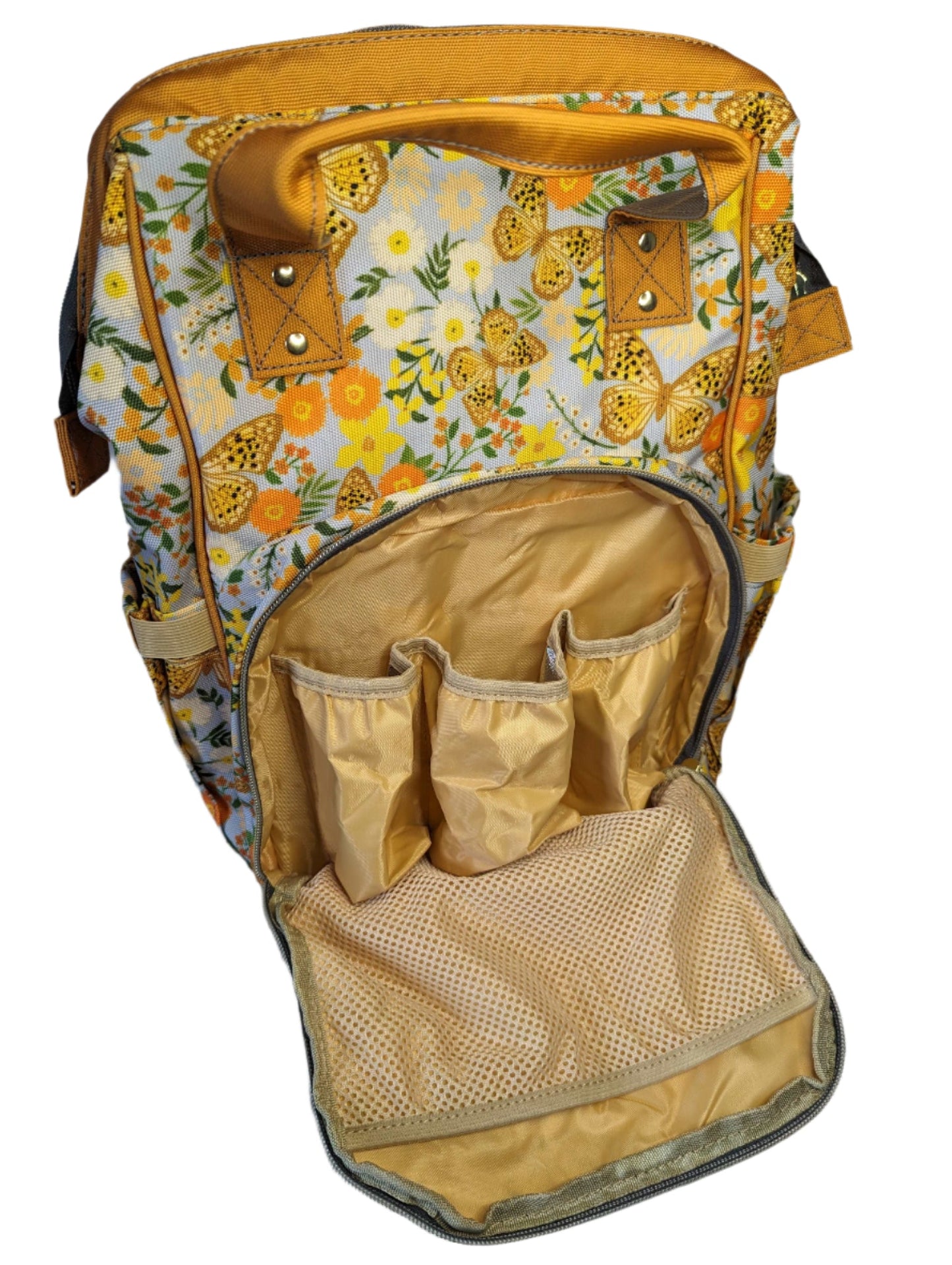 Vintage Baby Changing Backpack Bag - Flutterby Baby - Green Cheeks - Diaper Bag