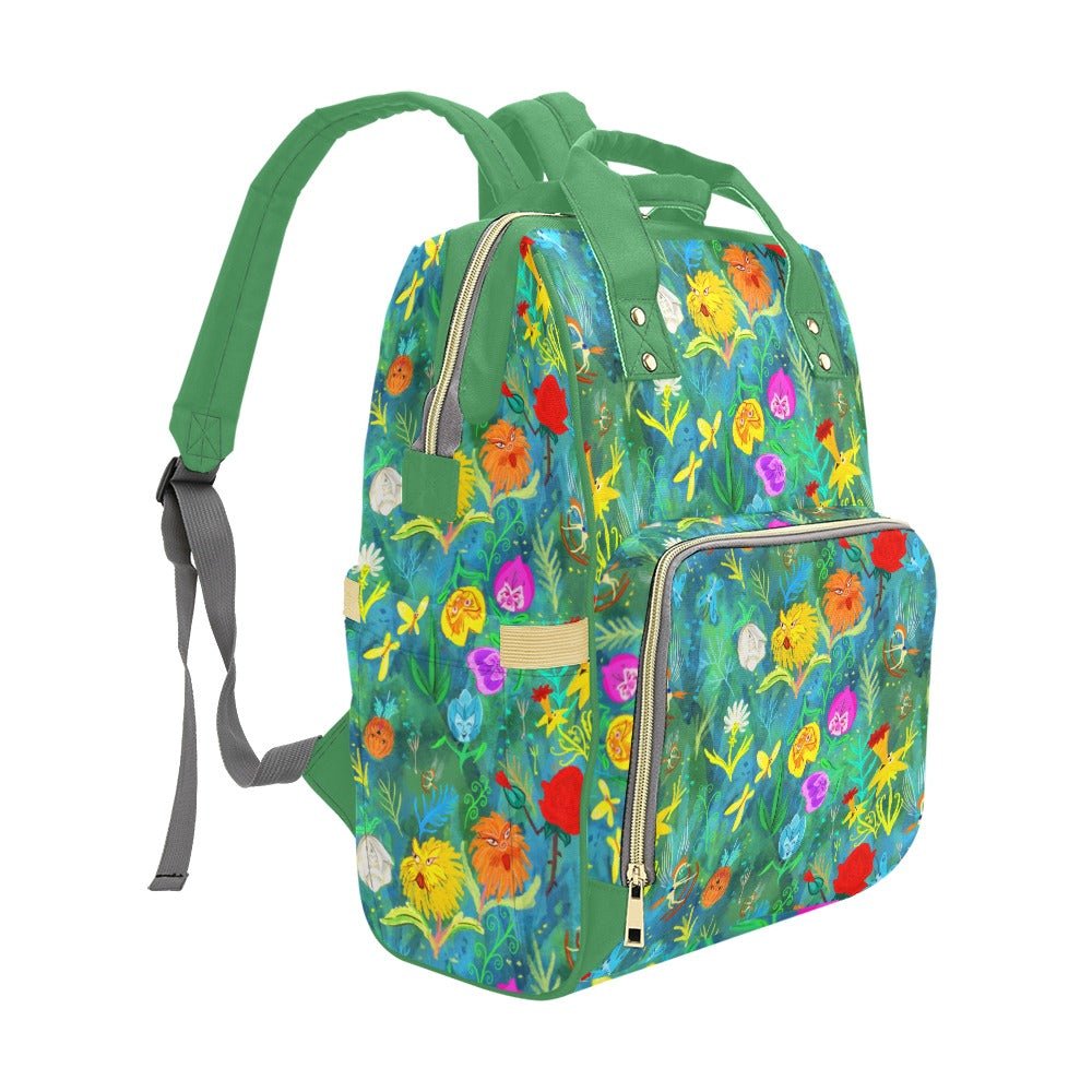 🌸 Wildflower Wonderland – Whimsical Floral Baby Changing Backpack | Nappy Bag - Green Cheeks - Diaper Backpack (1688)