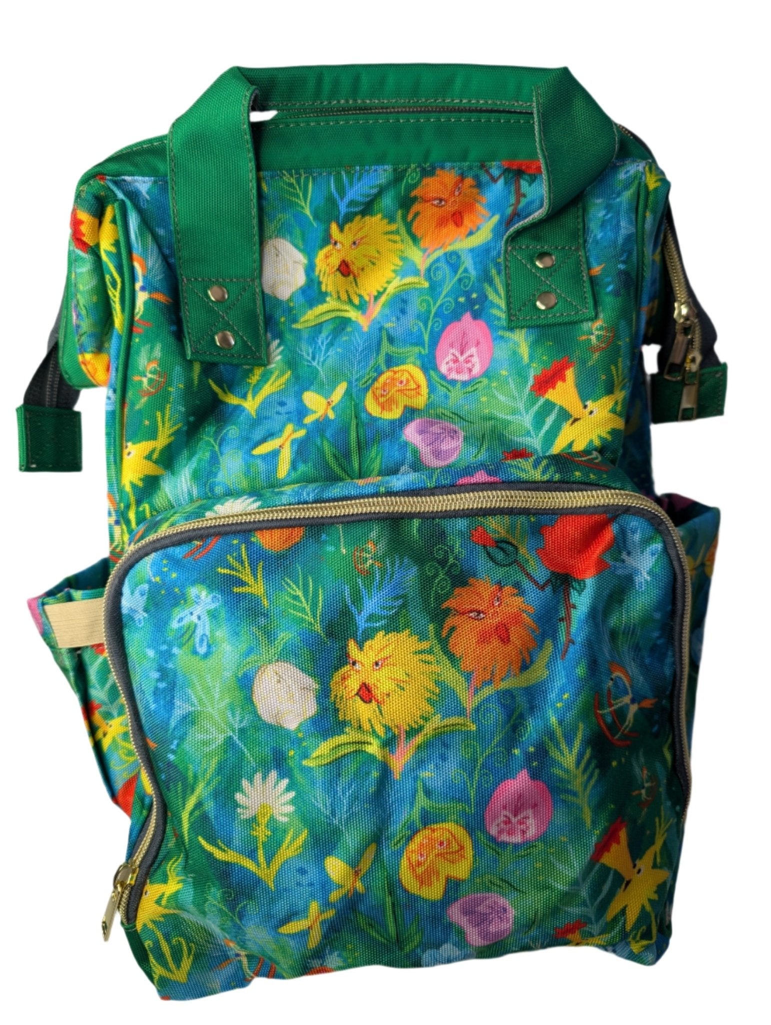 🌸 Wildflower Wonderland – Whimsical Floral Baby Changing Backpack | Nappy Bag - Green Cheeks - Diaper Backpack (1688)