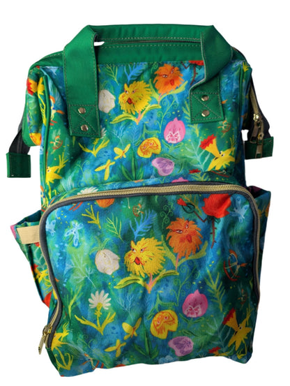 🌸 Wildflower Wonderland – Whimsical Floral Baby Changing Backpack | Nappy Bag - Green Cheeks - Diaper Backpack (1688)