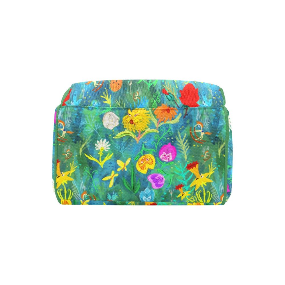 🌸 Wildflower Wonderland – Whimsical Floral Baby Changing Backpack | Nappy Bag - Green Cheeks - Diaper Backpack (1688)