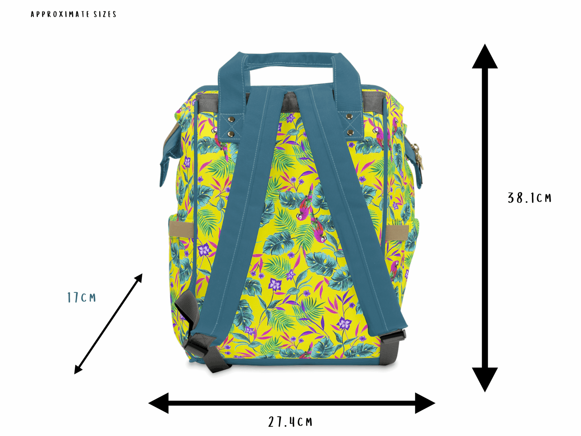 Yellow Baby Changing Bag Backpack - Pollywood - Green Cheeks - Diaper Bag