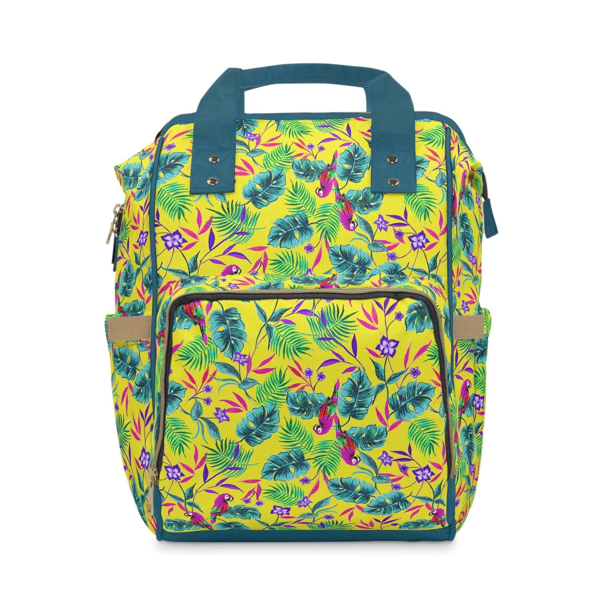 Yellow Baby Changing Bag Backpack - Pollywood - Green Cheeks - Diaper Bag