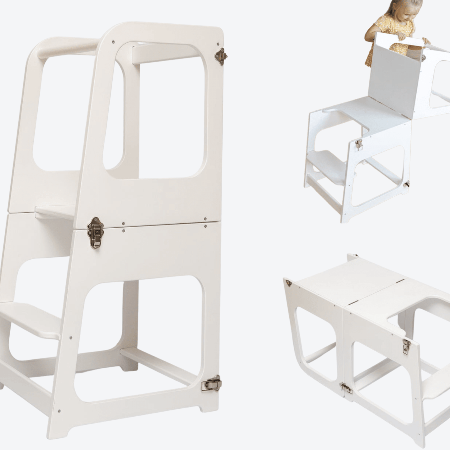 Convertible Wooden Learning Tower - Transforms from tower to table/chair