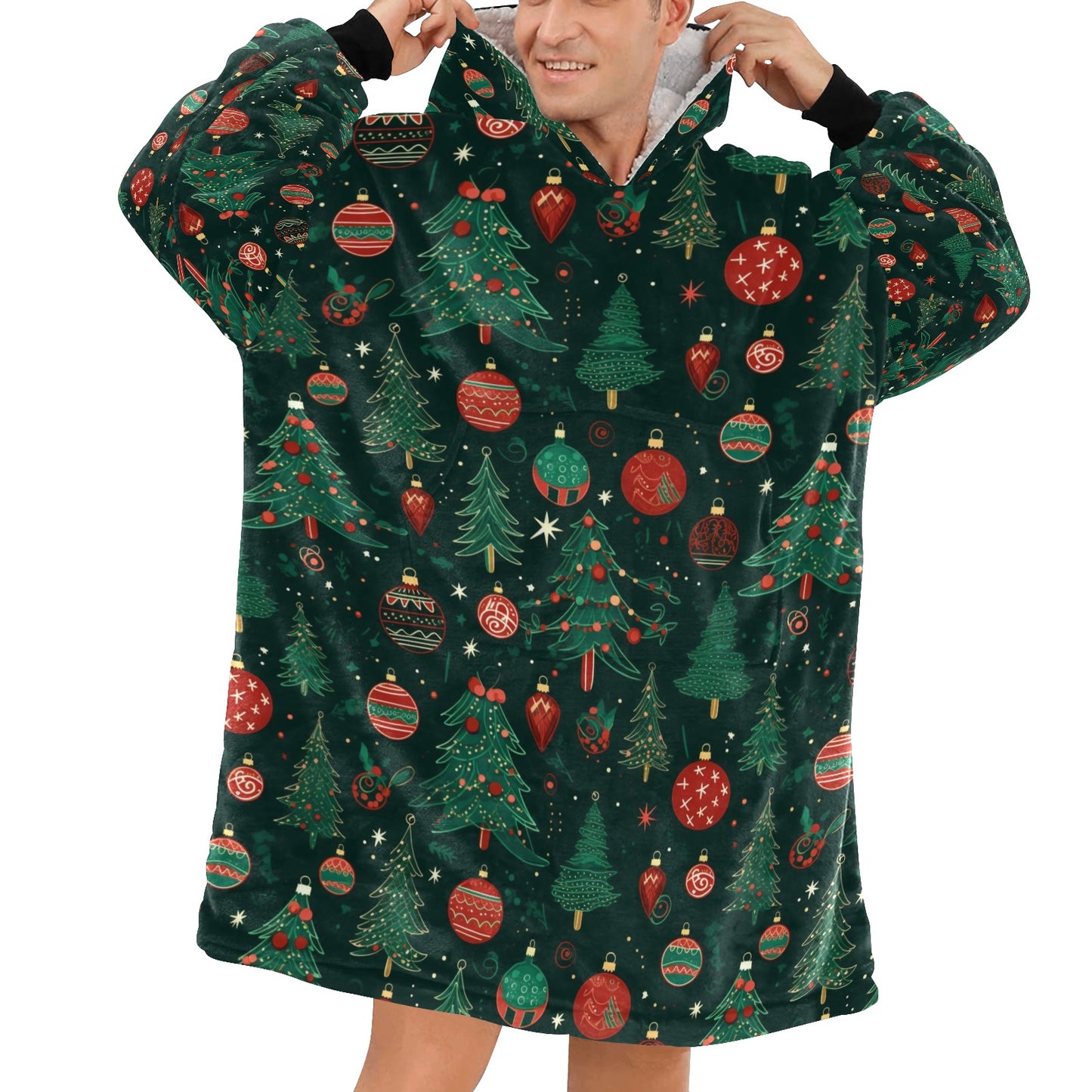 Traditional Christmas - Cosy Fleece Hooded Blanket 