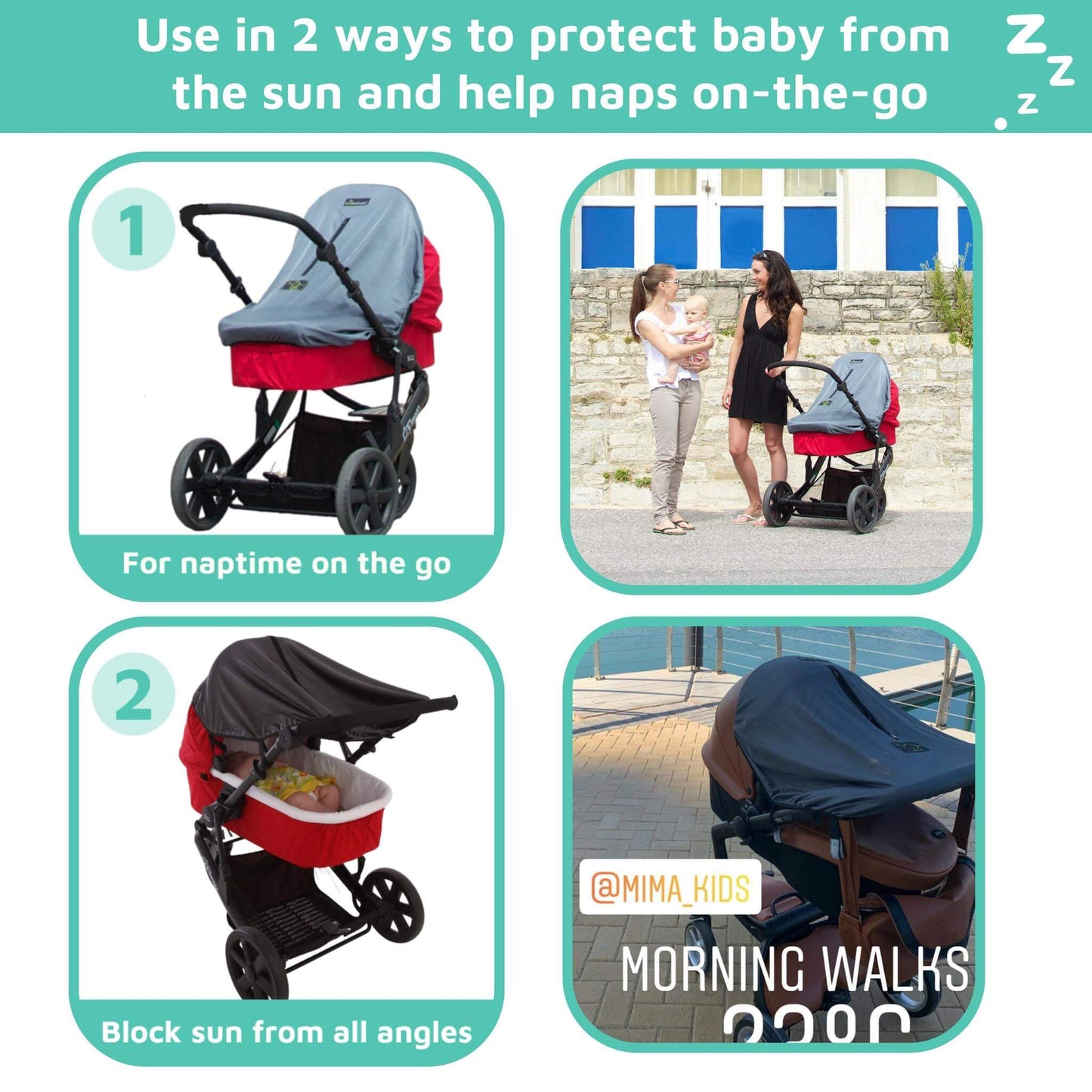 SnoozeShade Original Deluxe (0-6m);  Universal-fit sunshade for prams & carrycots ; Better than a pram parasol and safely blacks out the pram;  Blocks 97.5% of UV