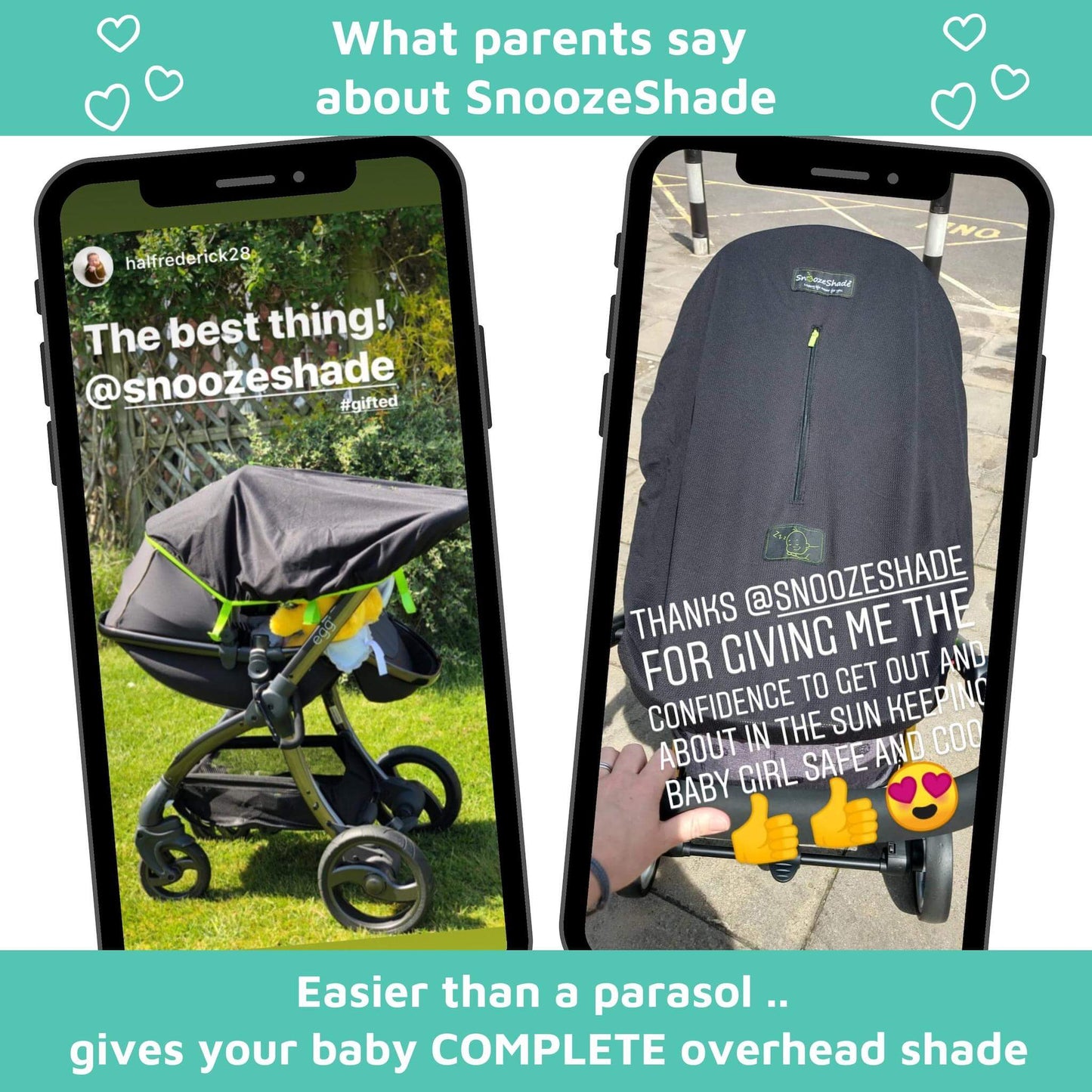 SnoozeShade Original Deluxe (0-6m);  Universal-fit sunshade for prams & carrycots ; Better than a pram parasol and safely blacks out the pram;  Blocks 97.5% of UV