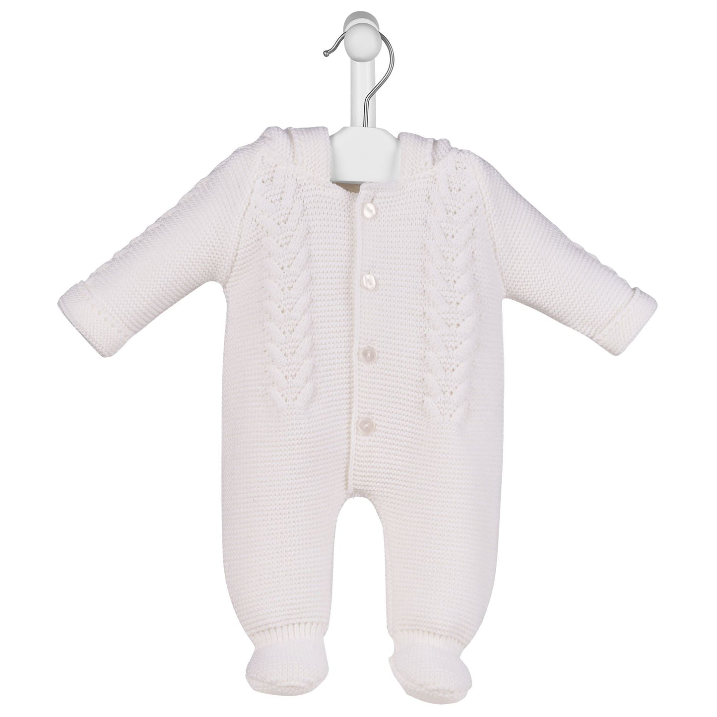 Bobble Hooded Cable Knit Pramsuit