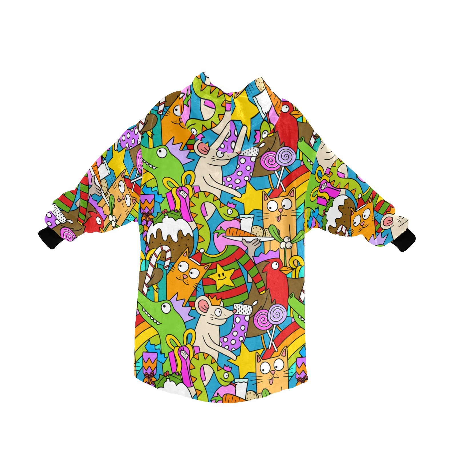Crazy Christmas Hooded Fleece Blanket Hoodie