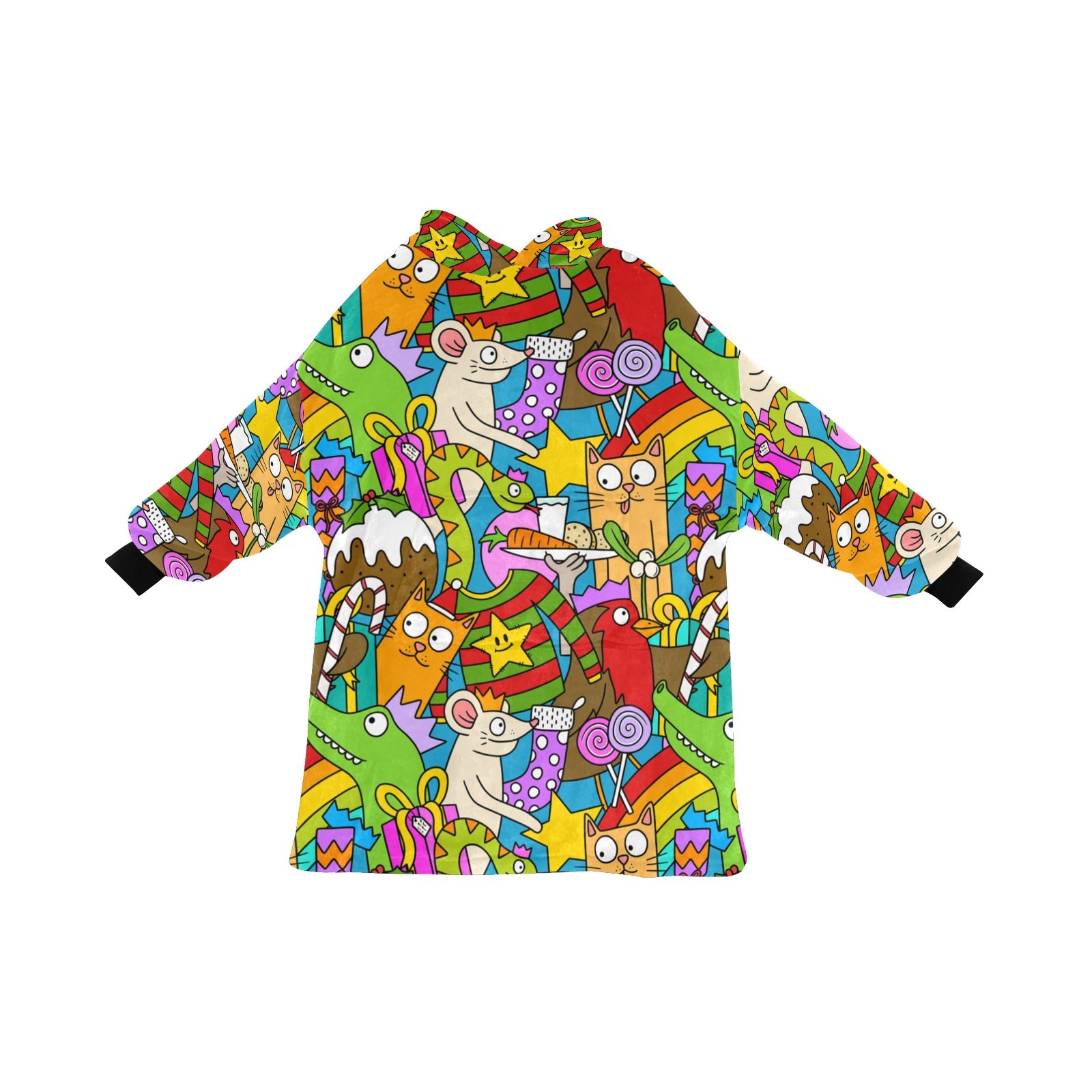 Crazy Christmas Hooded Fleece Blanket Hoodie