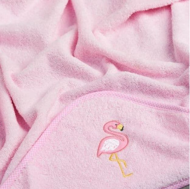 Flamingo Hooded Baby Towel - Pink Cotton 
