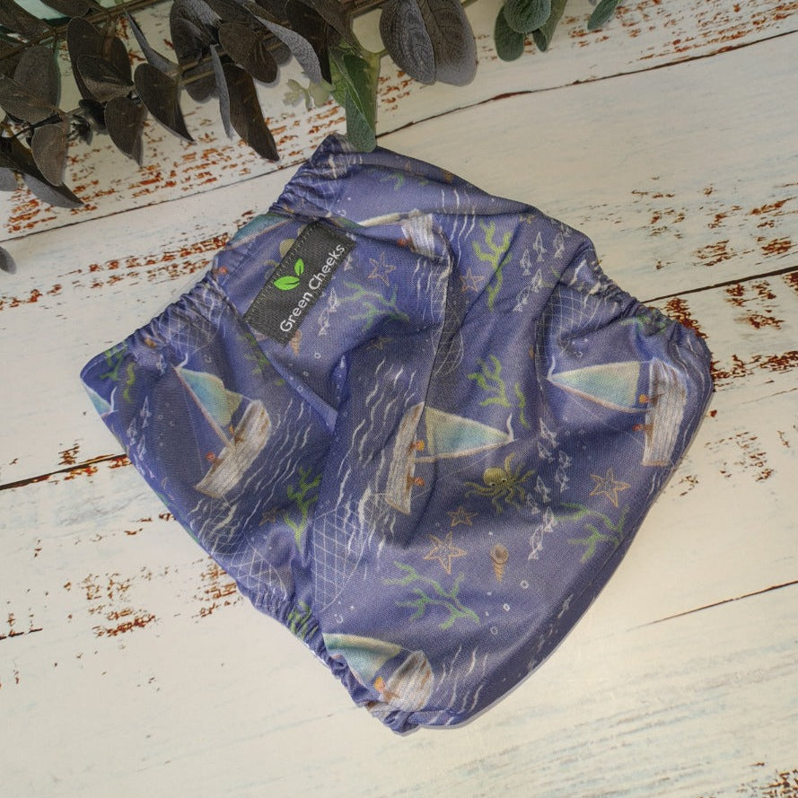 Green Cheeks Fishing Reusable Cloth Nappies