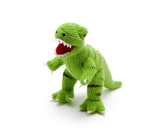 T Rex Knitted Dinosaur Soft Toy Green