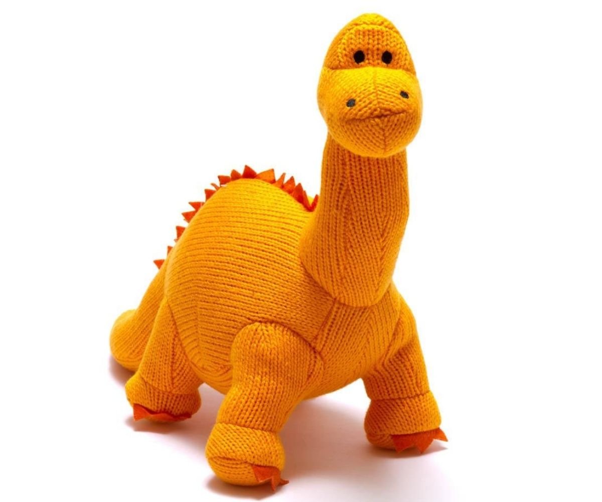 Diplodocus Knitted Orange Dinosaur Soft Toy