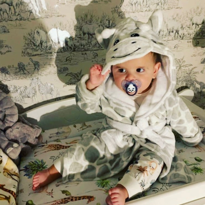 Grey Giraffe Dressing Gown for Baby & Toddler