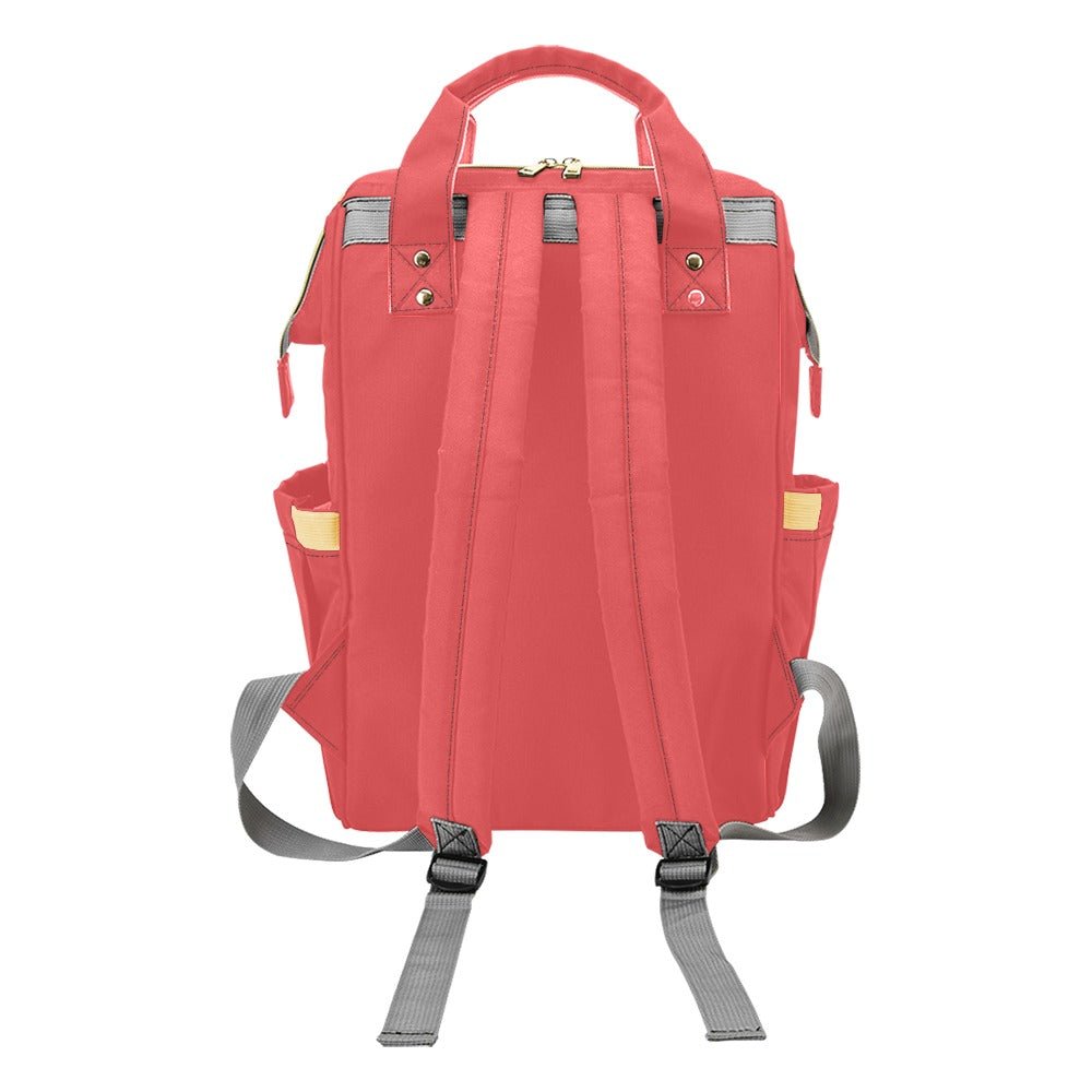 Poppy Red Baby Changing Bag - Backpack Nappy Bag - Green Cheeks - Diaper Backpack (1688)