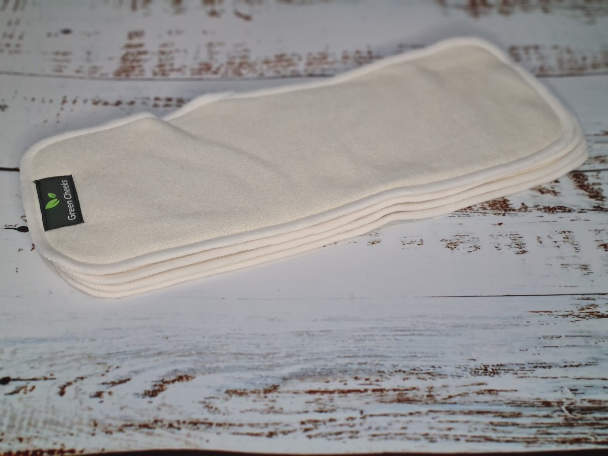 Super Absorbent Triple Layer Hemp Inserts - One piece Cloth Nappy Booster - Green Cheeks - cloth nappy