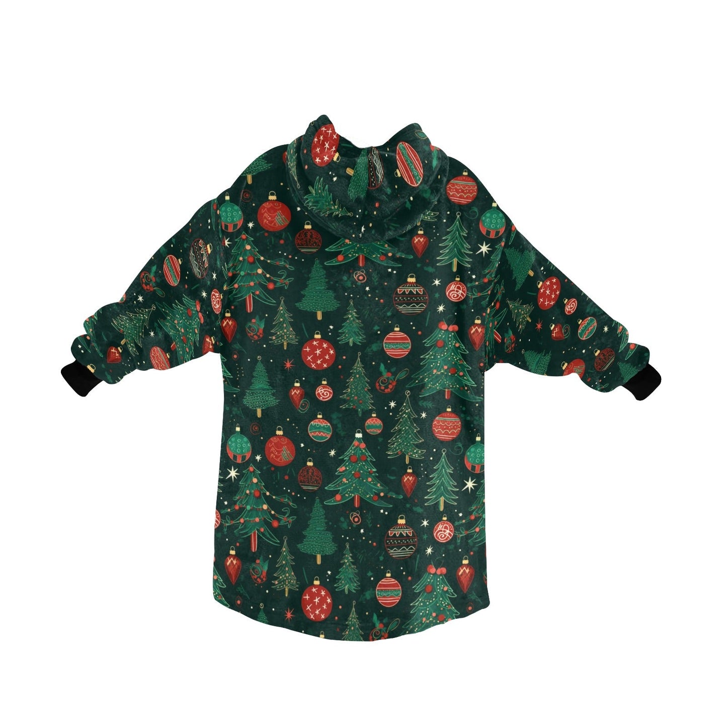 Traditional Christmas - Cosy Fleece Hooded Blanket - Green Cheeks - Blanket Hoodie for Men